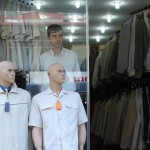 shopfront beige man in beige clothes shop